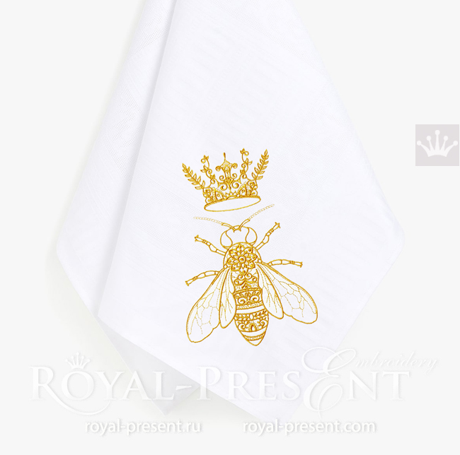 Queen Bee Embroidery Design - 5 sizes