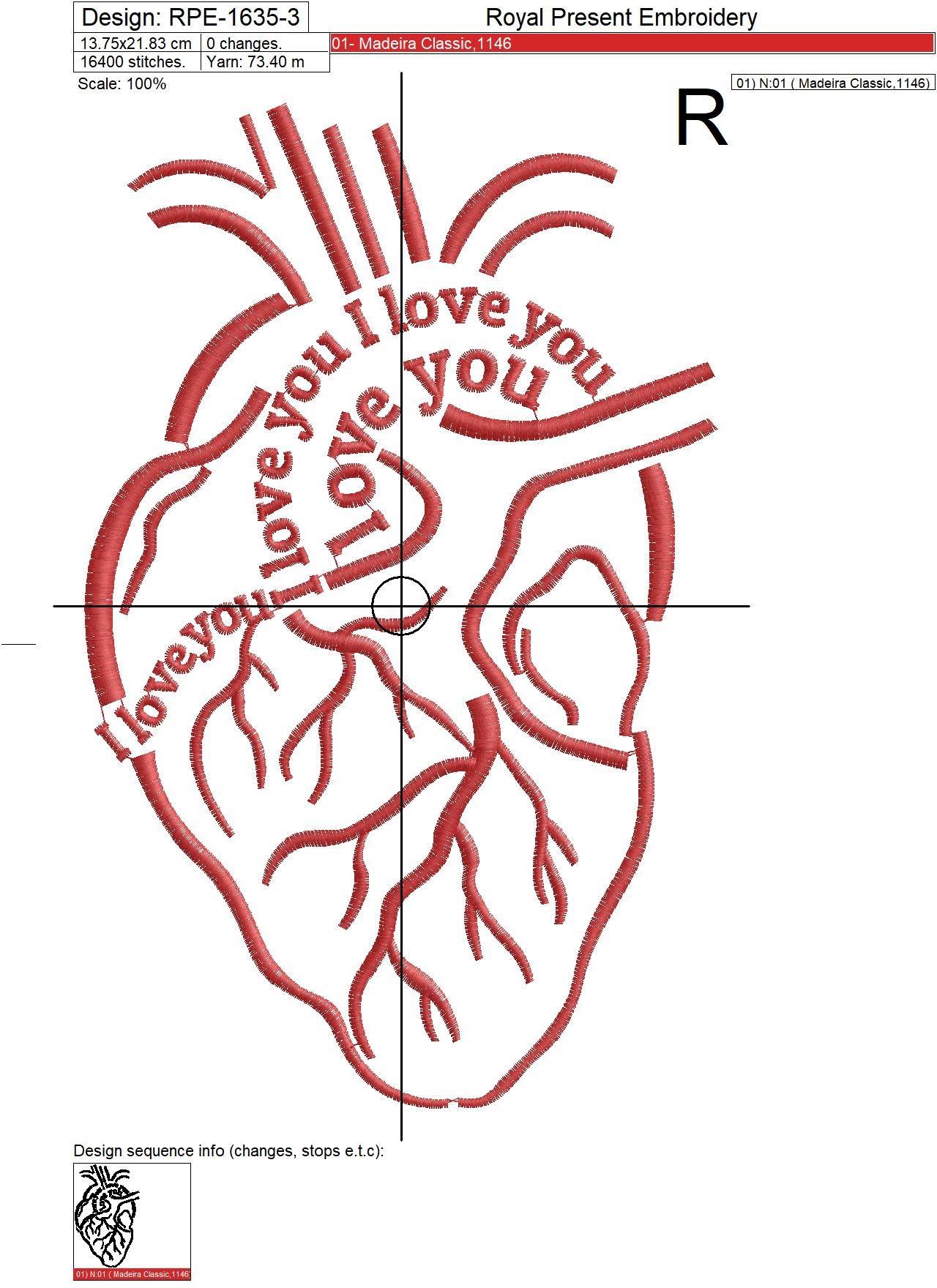 Heart Machine Embroidery Design - 4 sizes