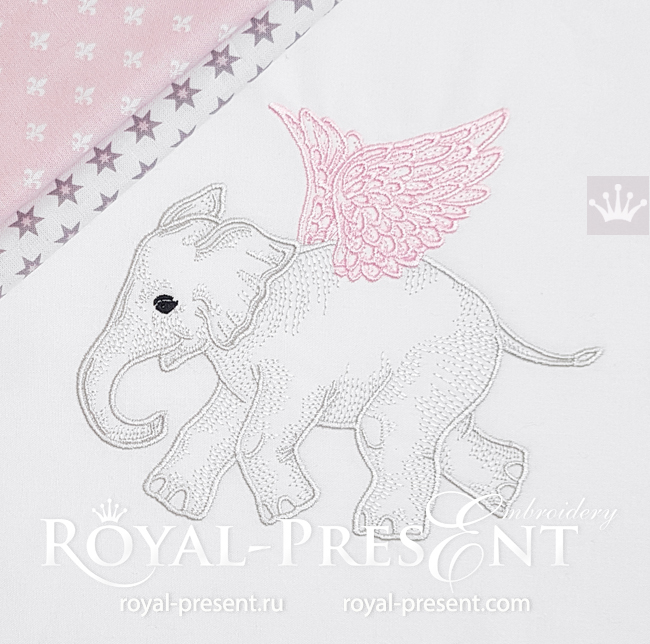Angel Baby Elephant Embroidery Design - 5 sizes RPE-1637
