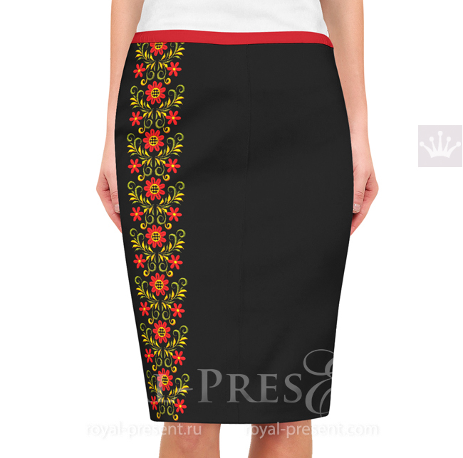 Russian Khokhloma border Machine Embroidery Design - 2 sizes RPE-1643