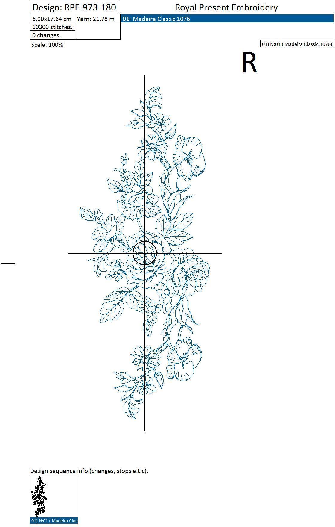 Machine Embroidery Design Blue flowers - 3 sizes