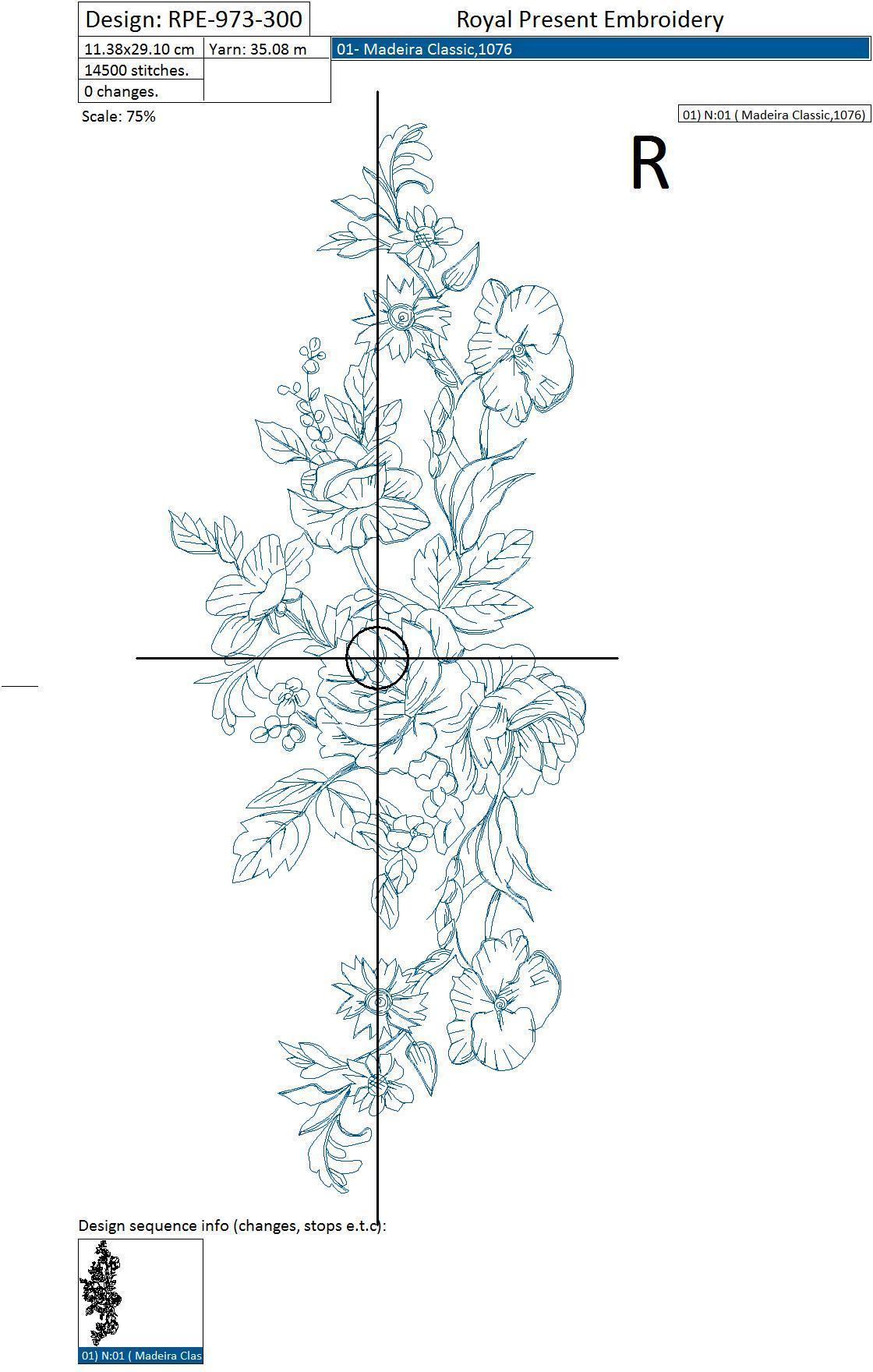 Machine Embroidery Design Blue flowers - 3 sizes