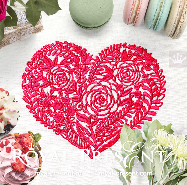 Flower Heart Machine Embroidery Design - 5 sizes RPE-1655