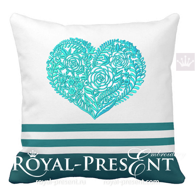 Flower Heart Machine Embroidery Design - 5 sizes