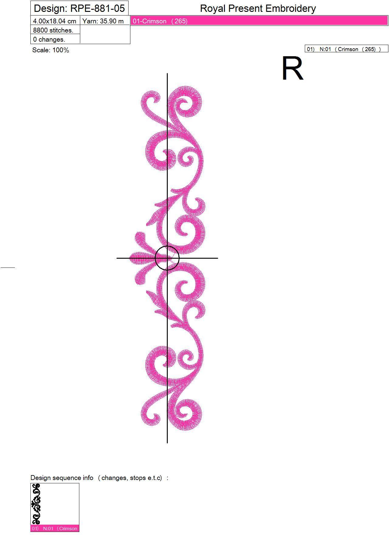 Decorative element free machine embroidery design