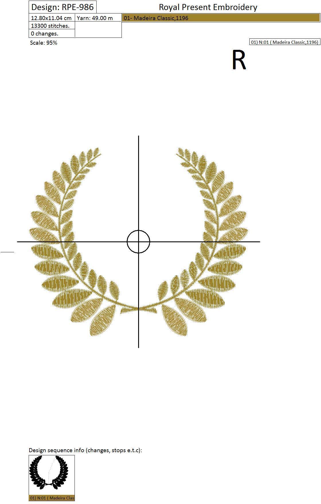 Free Laurel wreath monogram blank Embroidery Design - 2 sizes