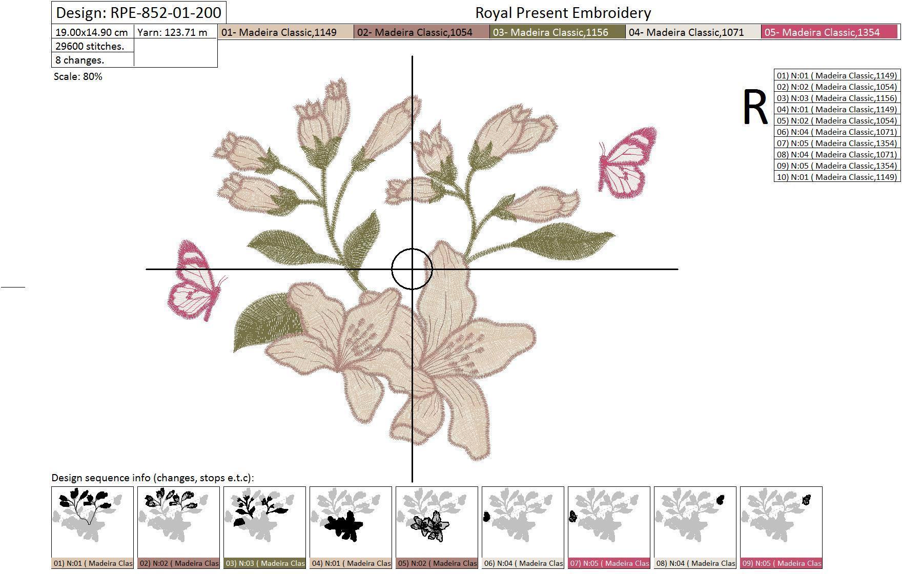 Free Machine Embroidery Design Lilies and butterflies - 2 sizes