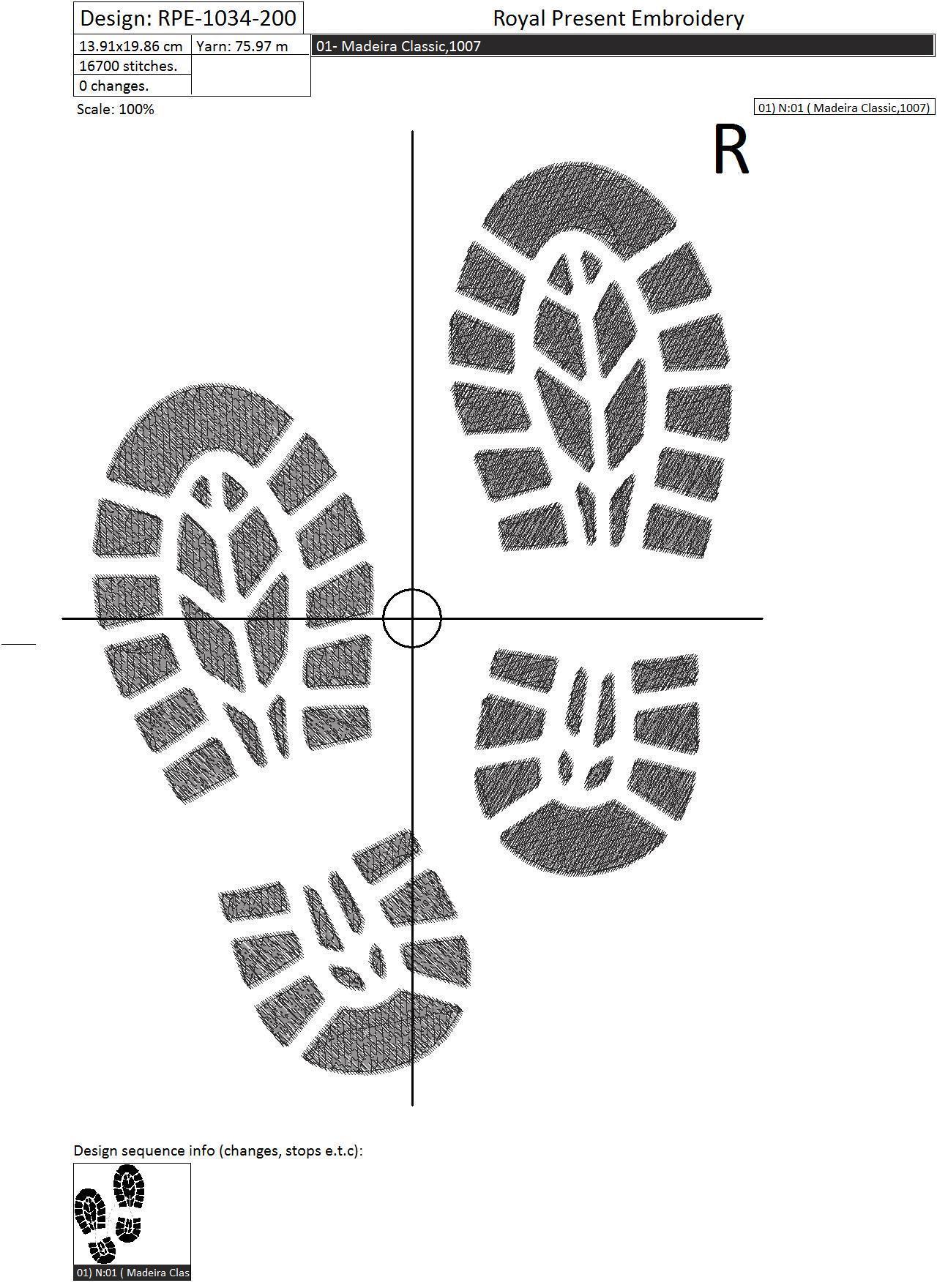 Free Machine Embroidery Design Footprint - 4 sizes