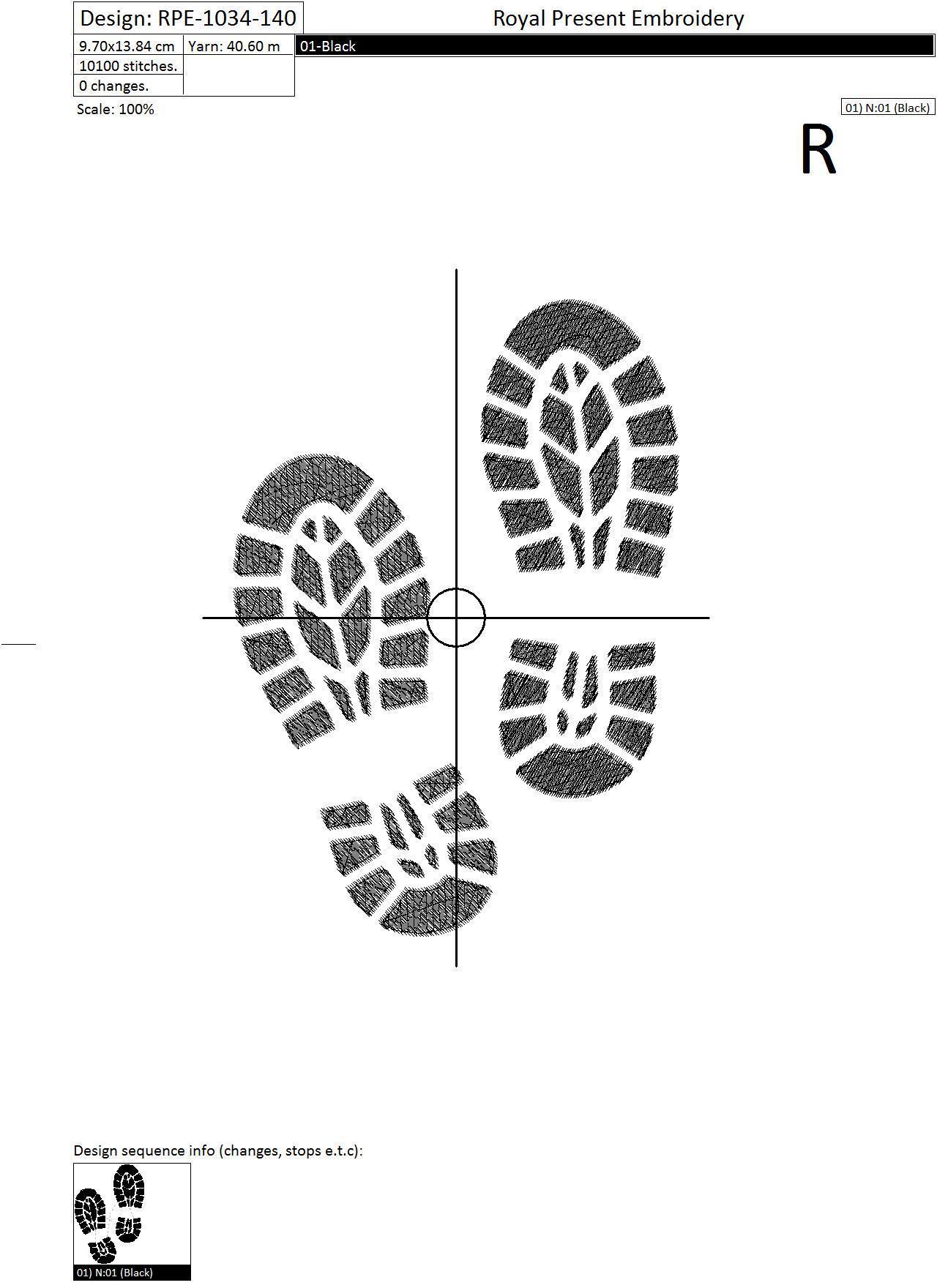 Free Machine Embroidery Design Footprint - 4 sizes