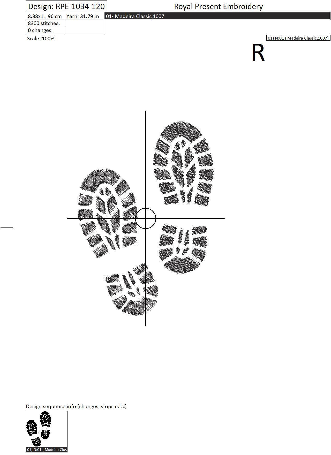 Free Machine Embroidery Design Footprint - 4 sizes