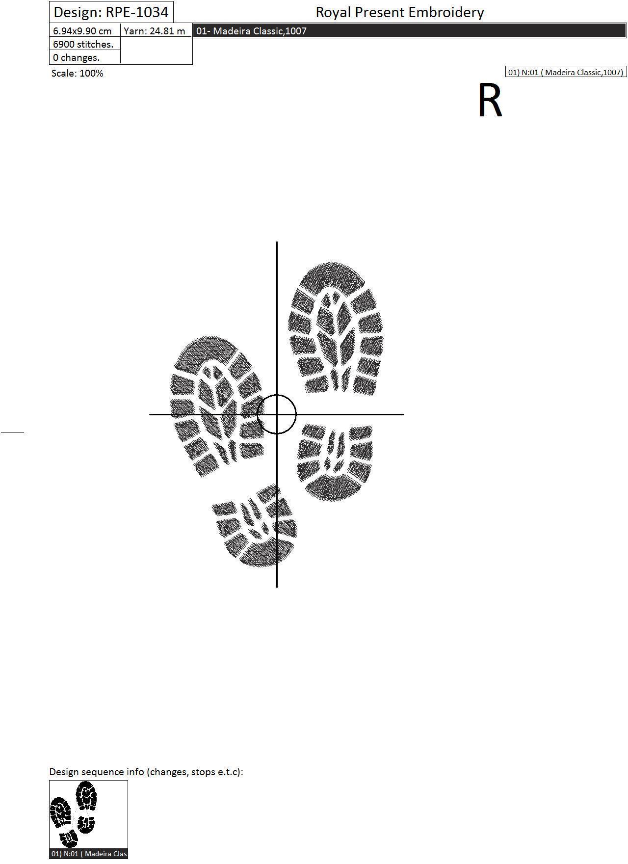 Free Machine Embroidery Design Footprint - 4 sizes