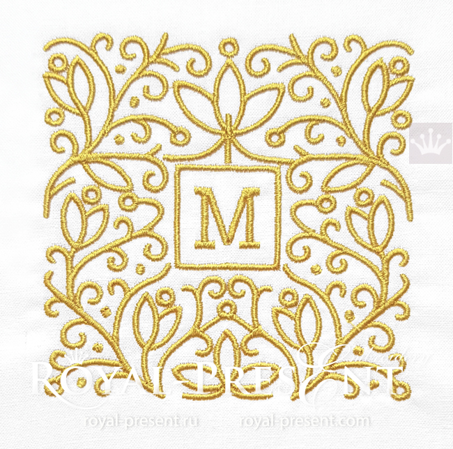 Square frame monogram embroidery design