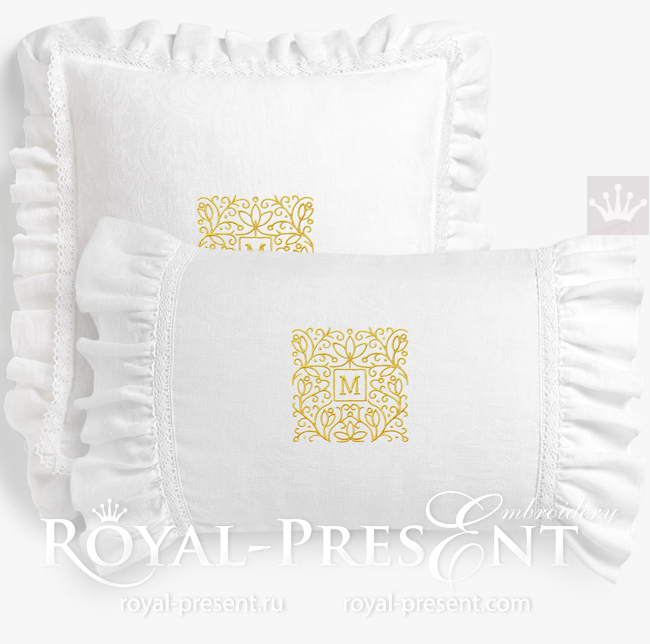Square frame monogram embroidery design