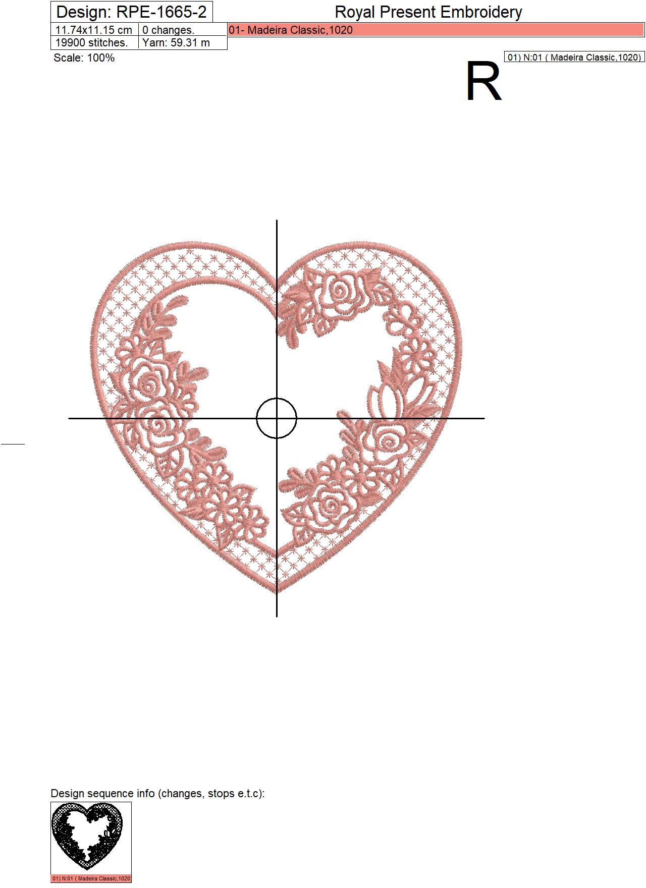 Tracery heart Monogram Frame Embroidery Design - 5 sizes