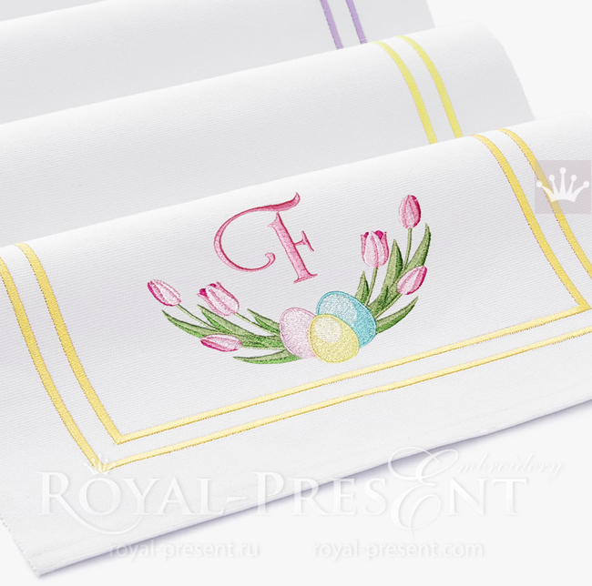 Easter Eggs with Tulips Machine embroidery design - 4 sizes RPE-1671