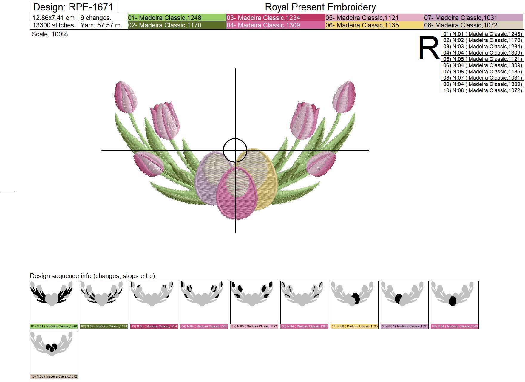 Easter Eggs with Tulips Machine embroidery design - 4 sizes