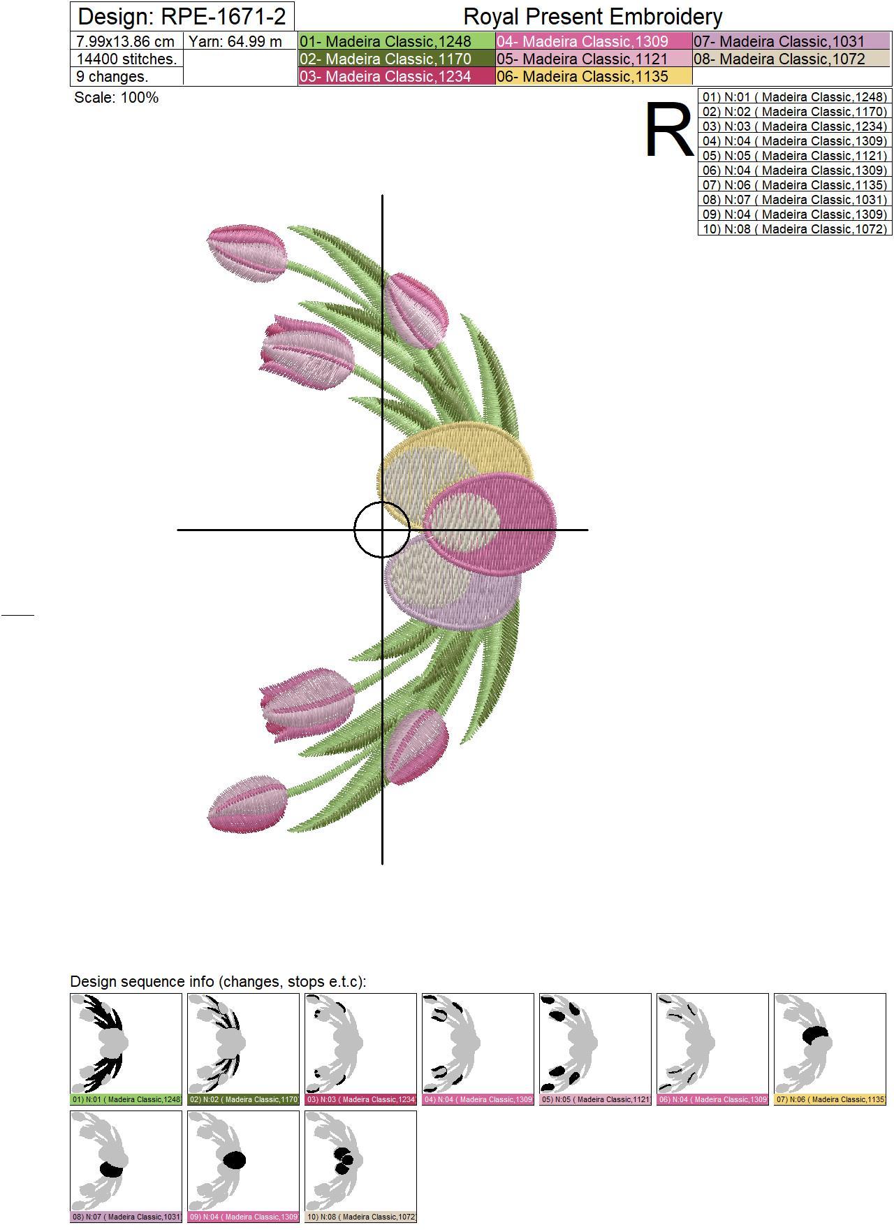 Easter Eggs with Tulips Machine embroidery design - 4 sizes