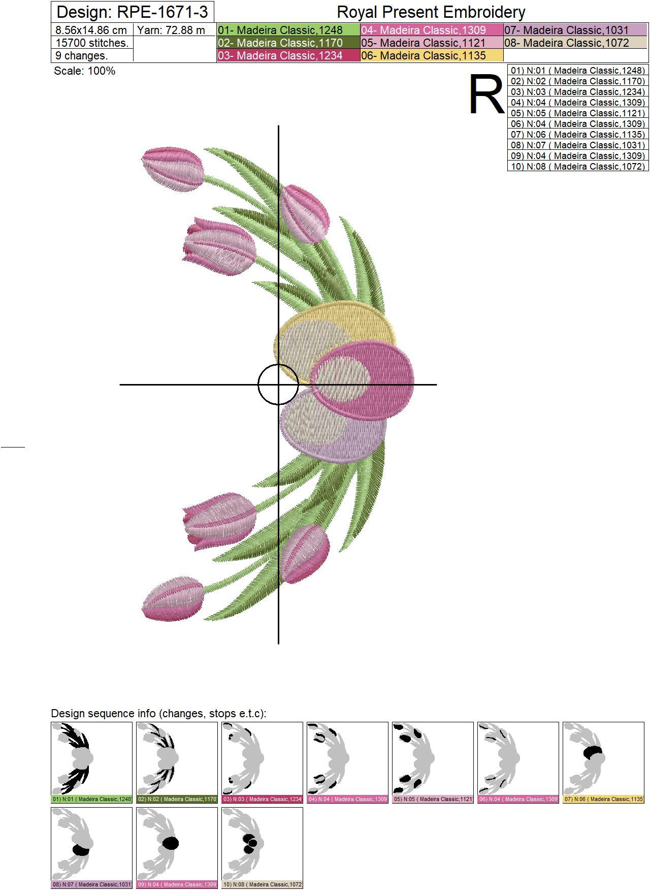 Easter Eggs with Tulips Machine embroidery design - 4 sizes