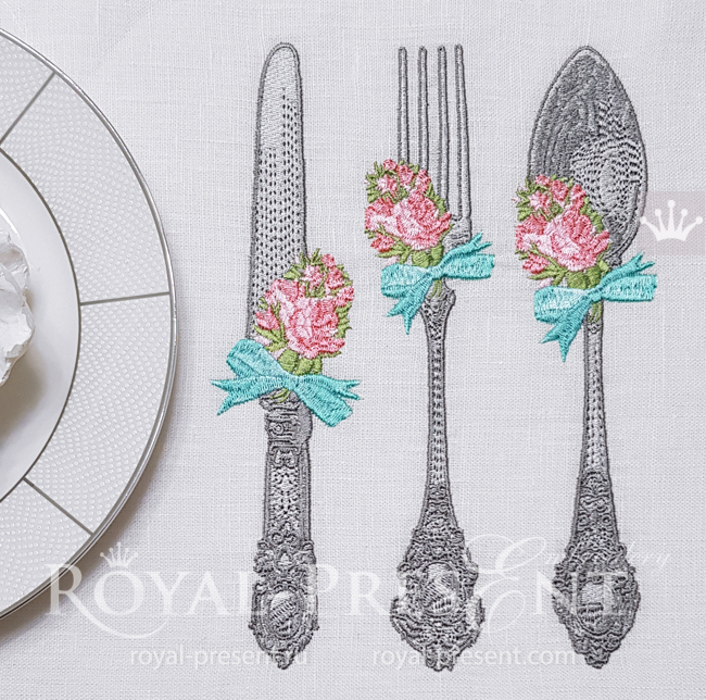 Machine embroidery designs Vintage Cutlery - 3 in 1