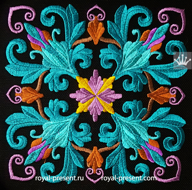 Quilt Block Machine Embroidery Design Peacock Color - 7 sizes