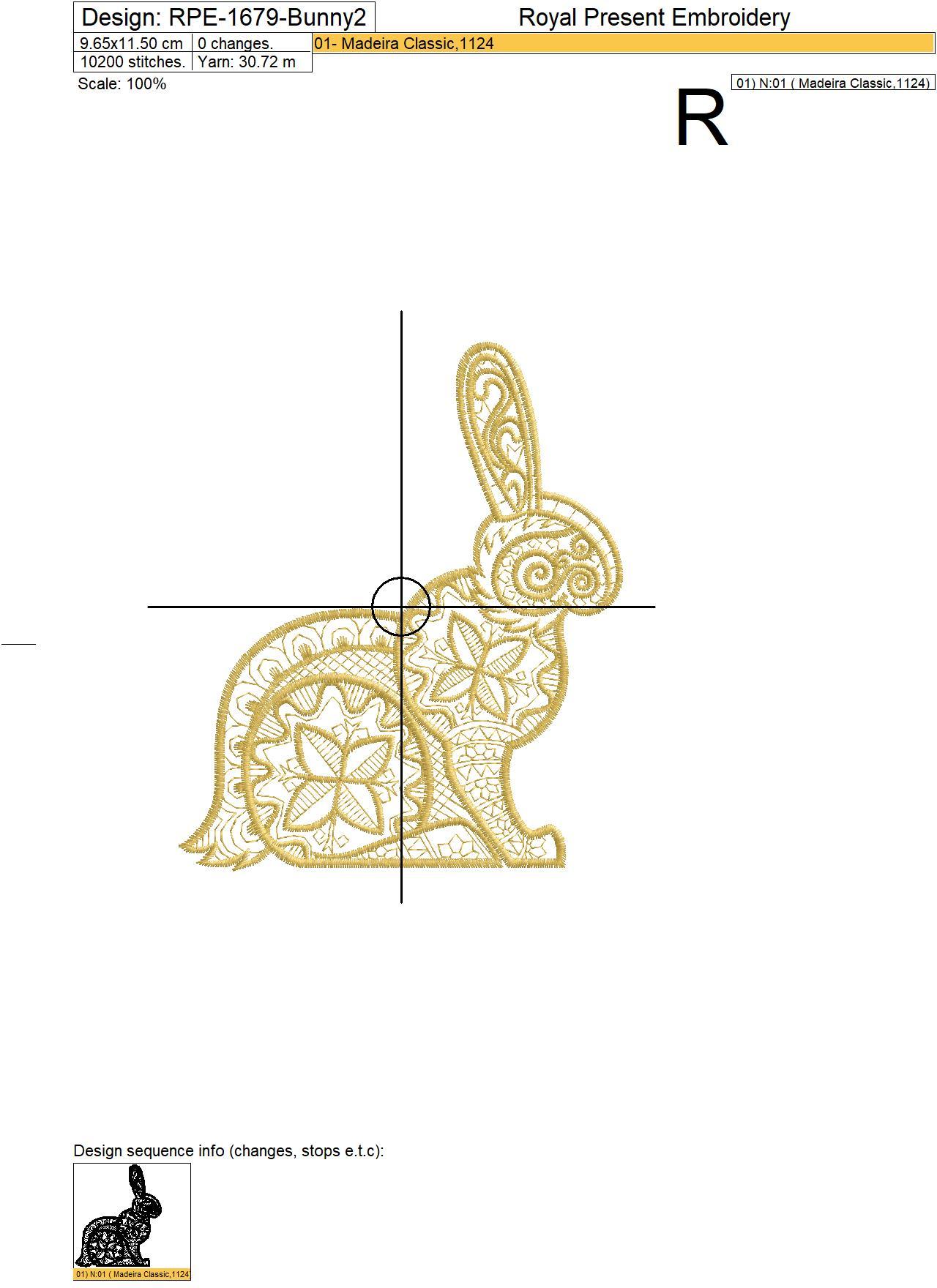 Easter Bunny with Egg Machine Embroidery Designs - 3 sizes