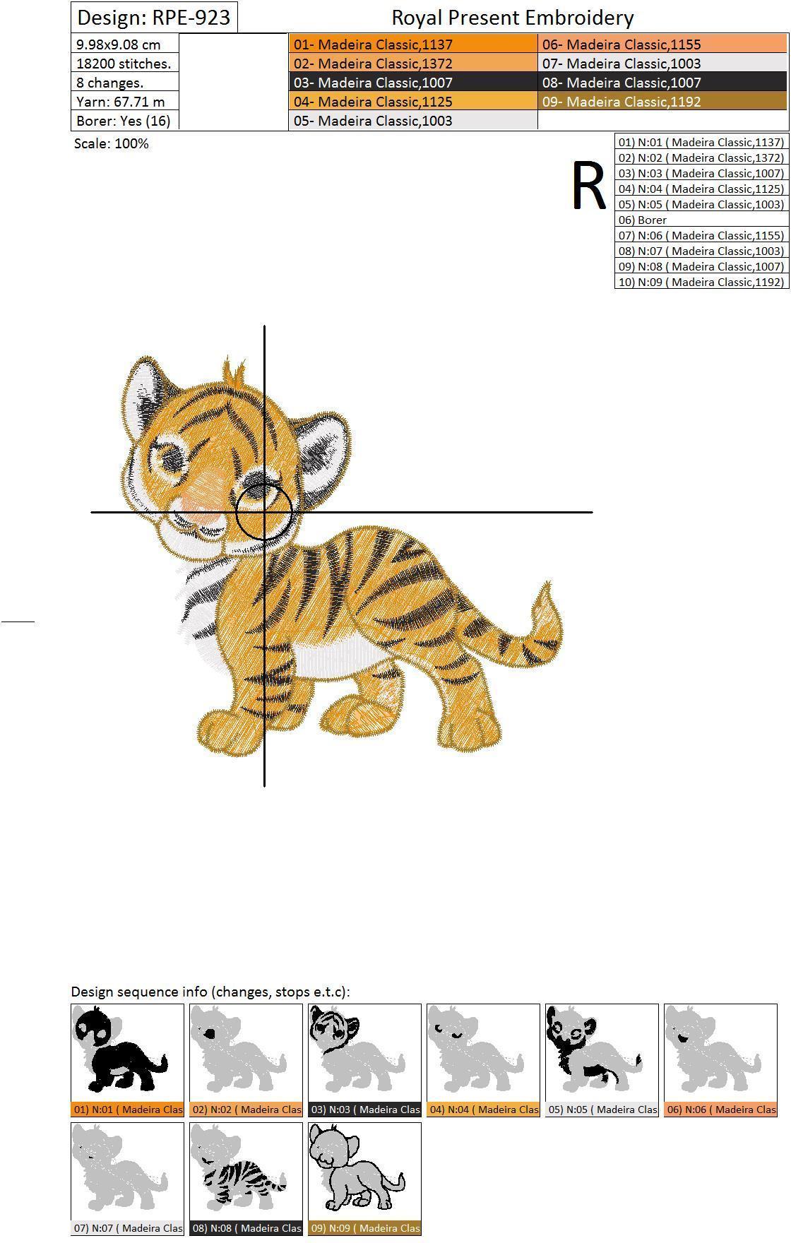 Machine Embroidery Design - Walking cute baby tiger