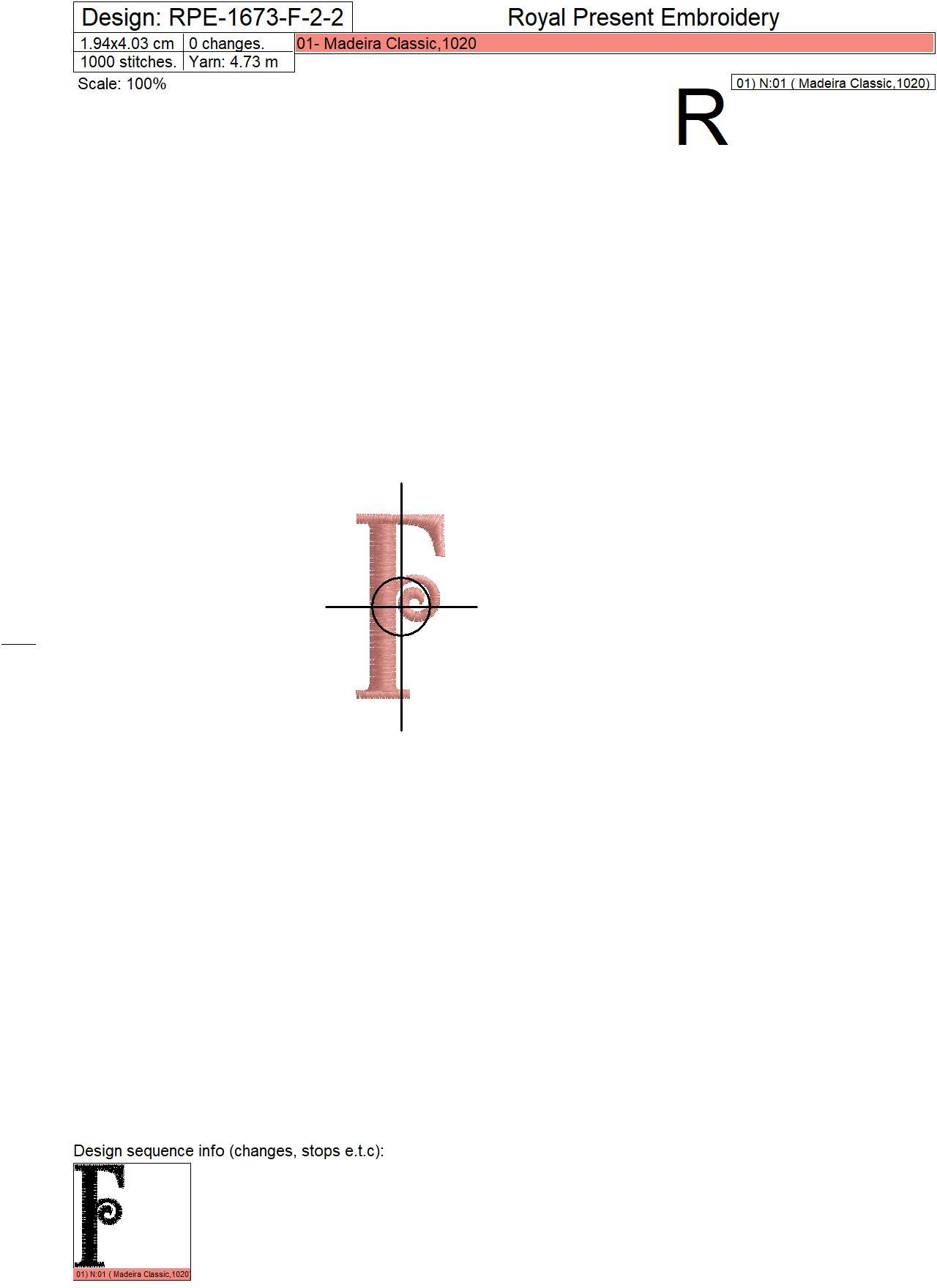 Capital Letter F Embroidery design V2