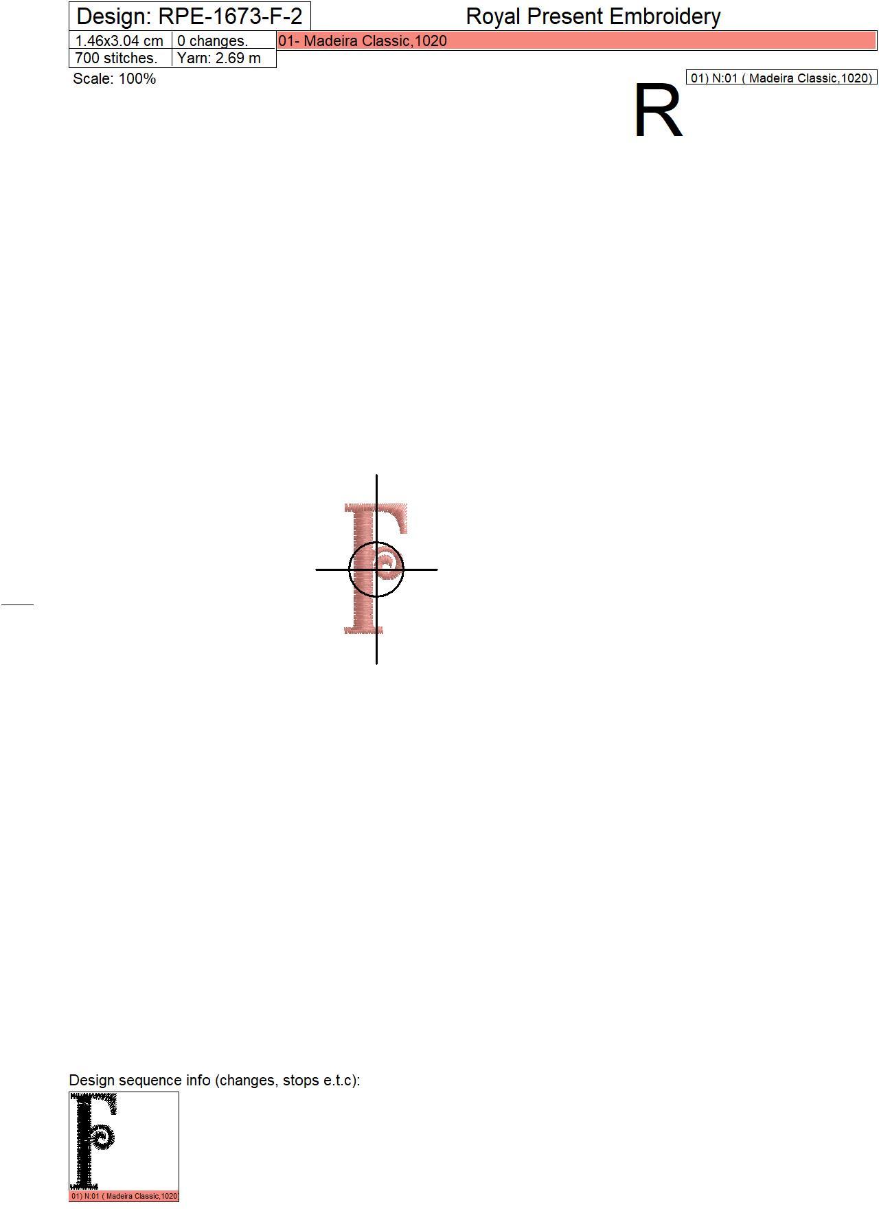 Capital Letter F Embroidery design V2