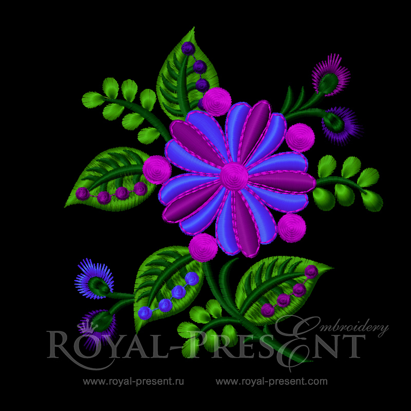 Machine Embroidery Design Fantastic flowers 3D - 2 sizes