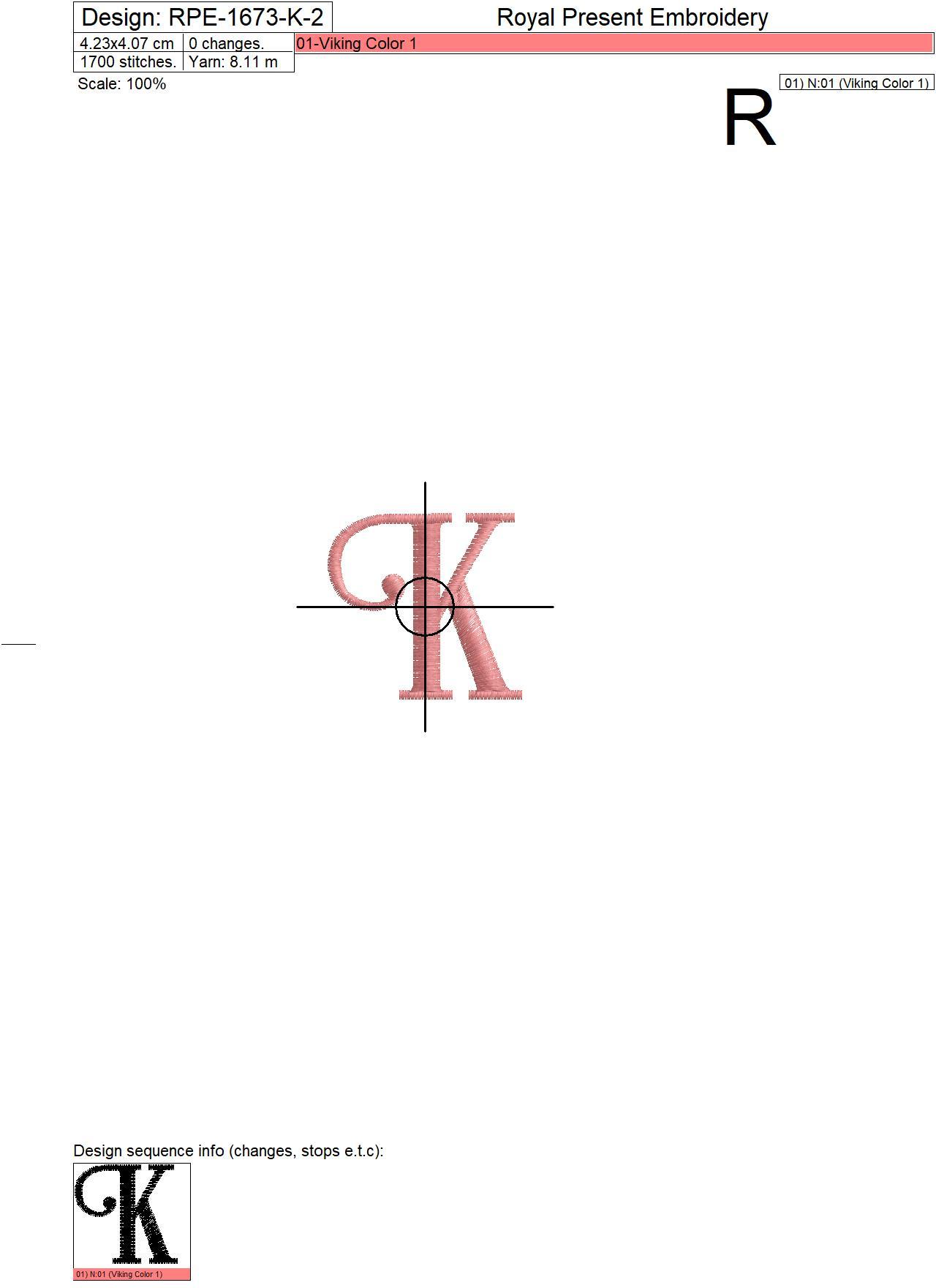 Capital Letter K Embroidery design