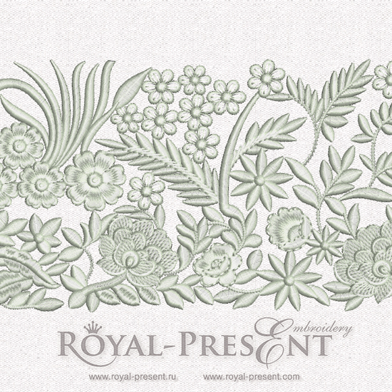 Machine Embroidery Design Garden flowers border
