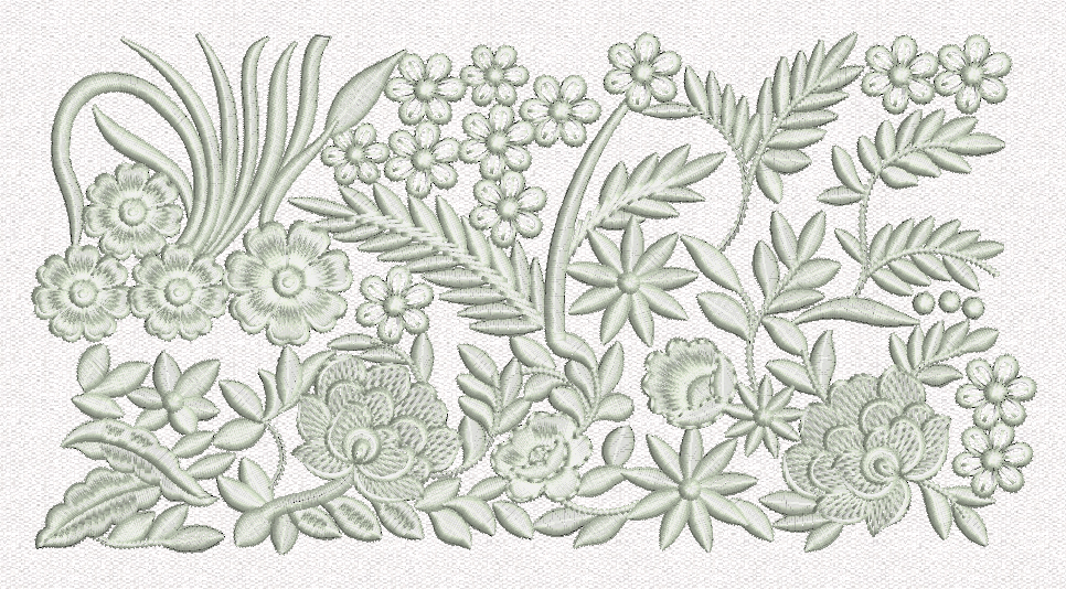 Machine Embroidery Design Garden flowers border