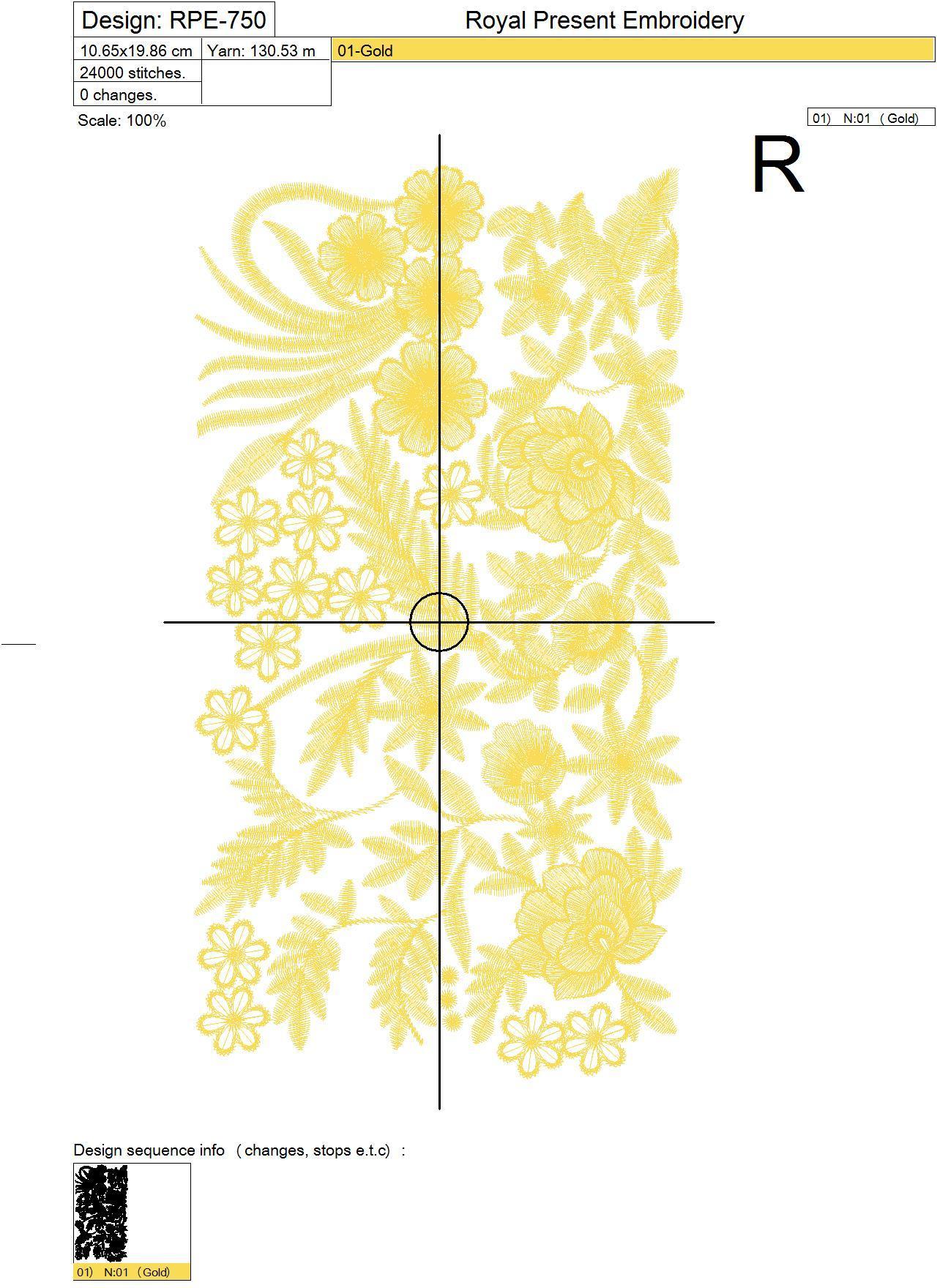 Machine Embroidery Design Garden flowers border