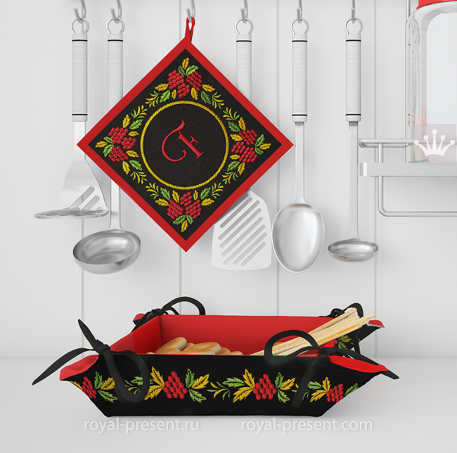 Khokhloma Border with rowan Embroidery Design - 4 sizes