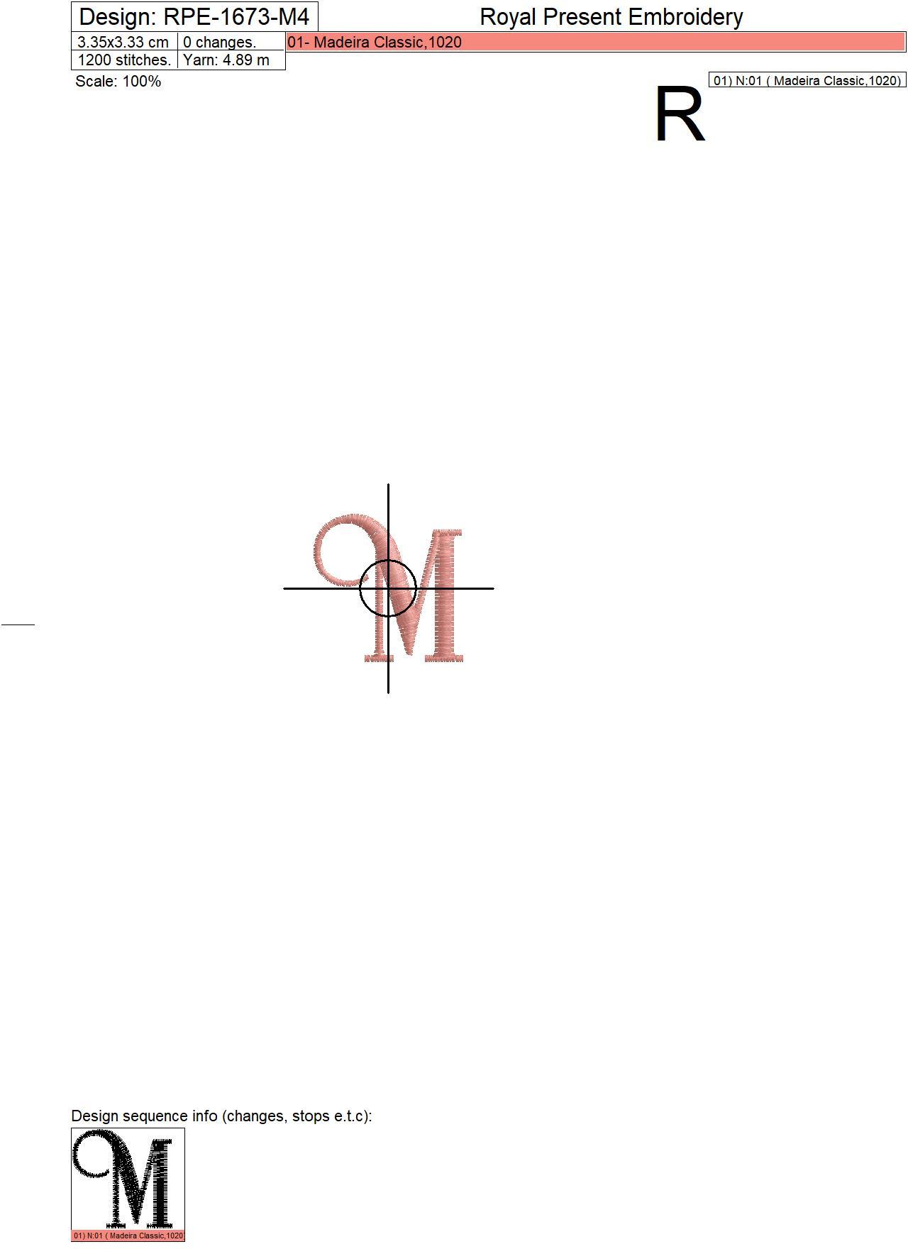 Capital Letter M Embroidery design V4