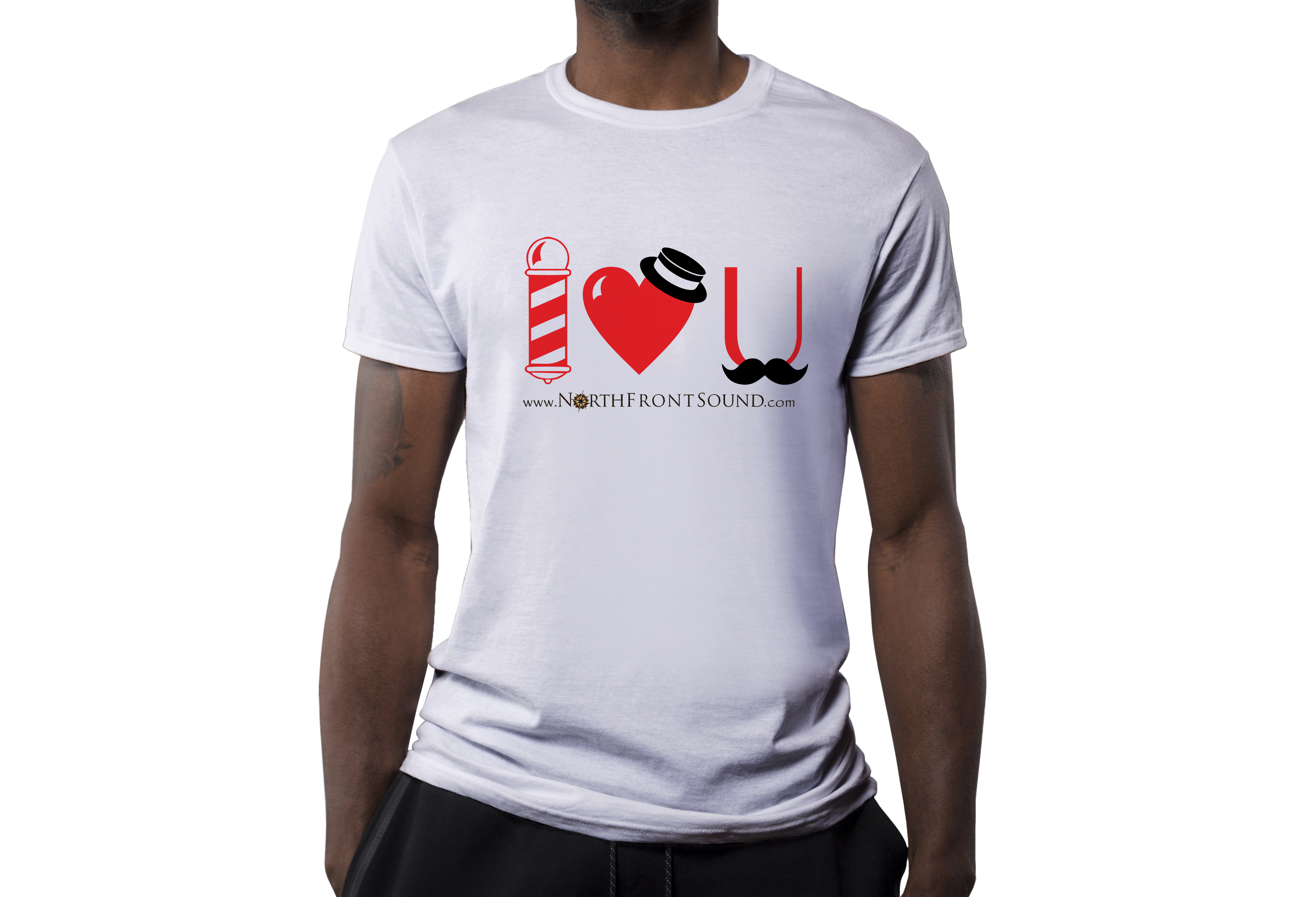 Men's "I Heart U" Barbershop T-Shirt - White T01MWHIHU