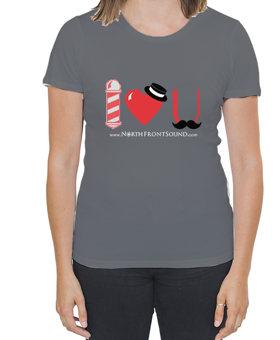 Women's "I Heart U" Barbershop T-Shirt - Dark Gray T01WDGIHU