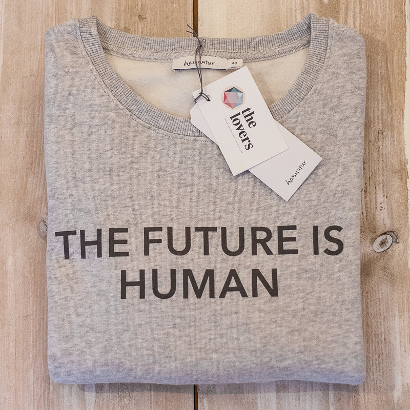 THE FUTURE IS HUMAN by The Lovers, Sweater – grau / Druck grau 00005