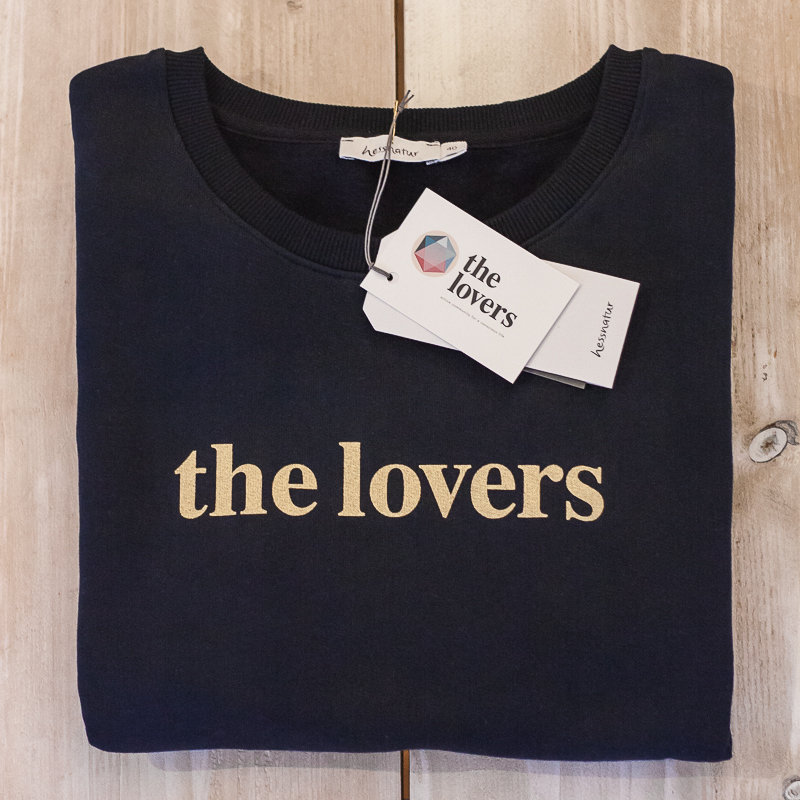 THE LOVERS Sweater - navy / Druck gold 00001