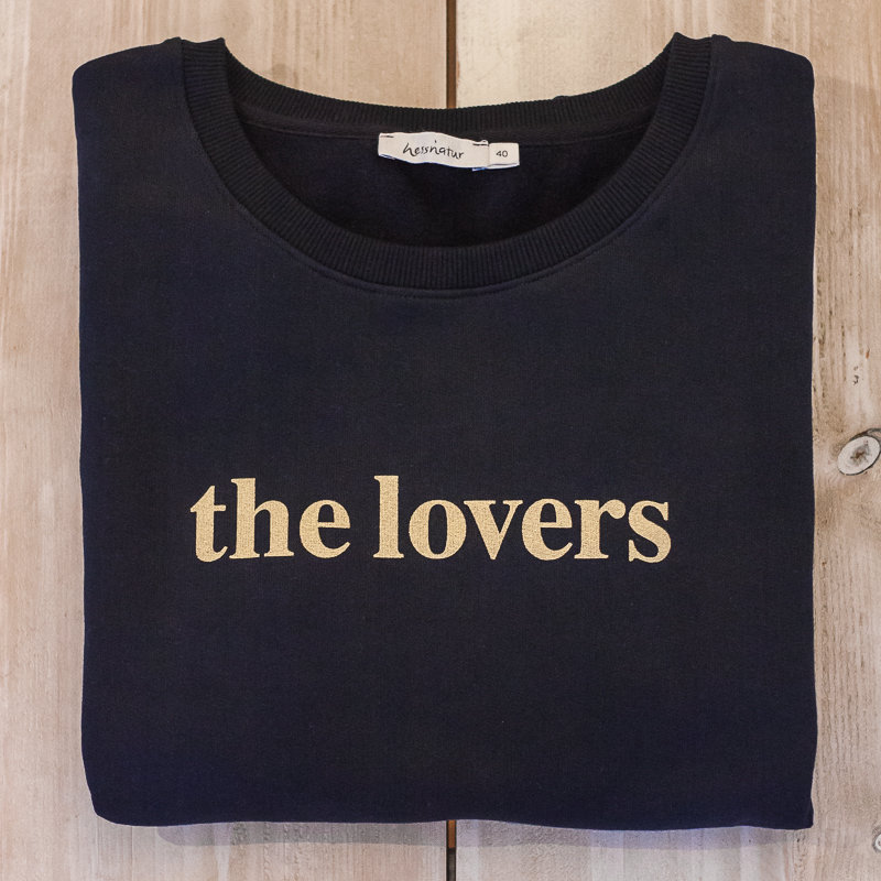 THE LOVERS Sweater - navy / Druck gold
