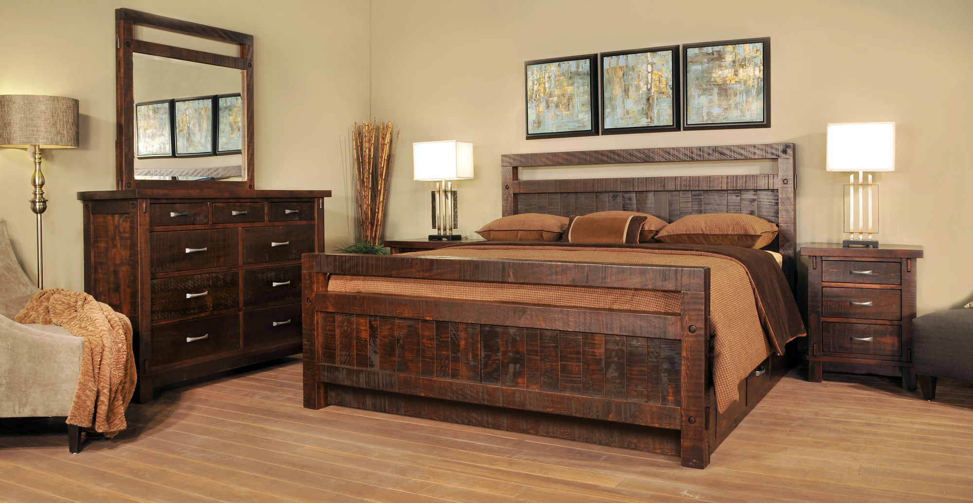 Timber Bedroom Set by Ruff Sawn timber 5 pc set
