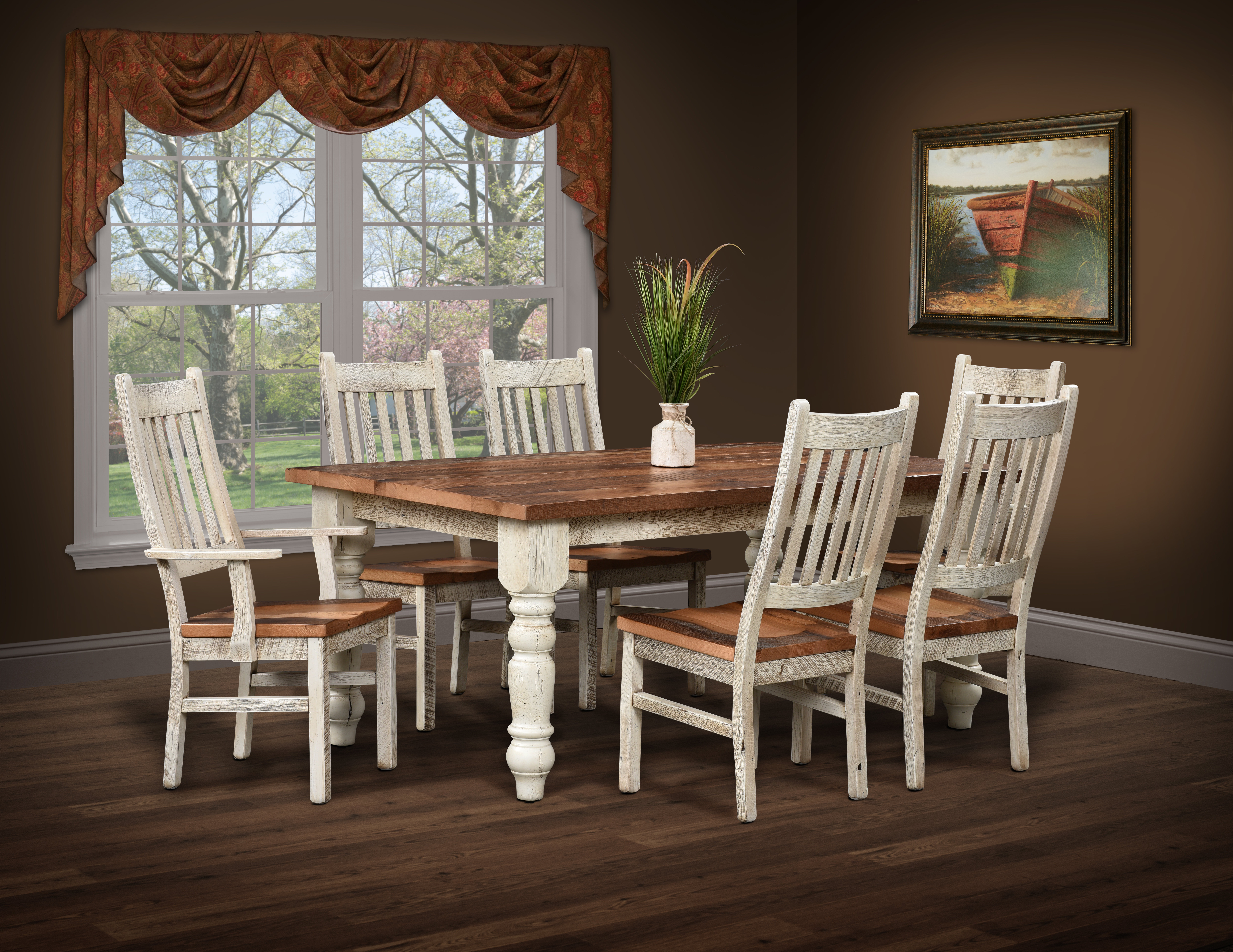 Urban Barnwood Farmhouse Dining Table and Chairs 121-4272 243-FHAC 243 FHSC