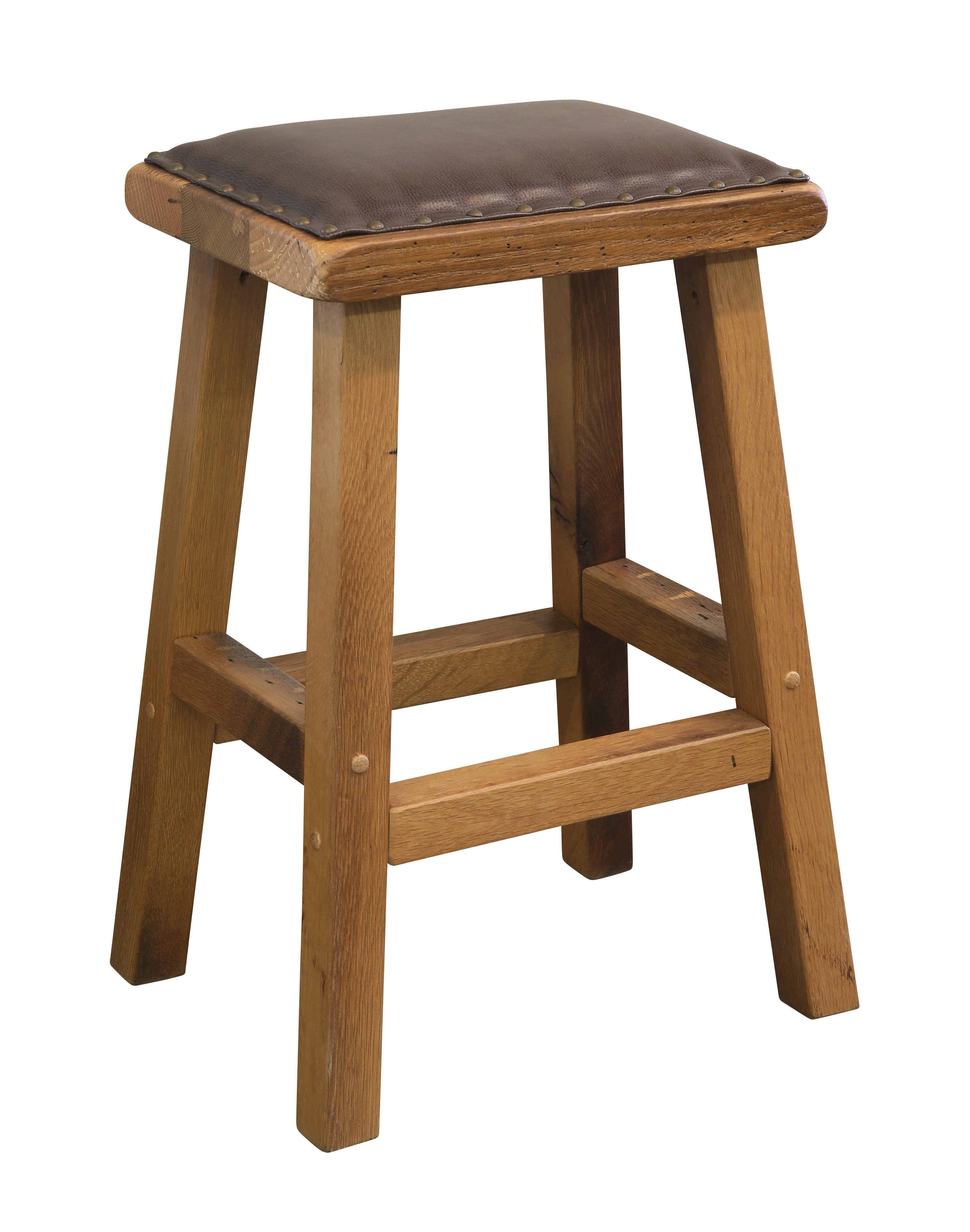 Urban Barnwood Barnwood Barstool Leather Seat 271-LS24