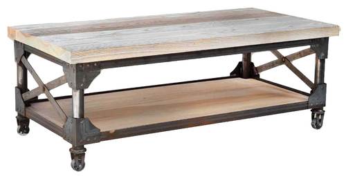 Iron Works Coffee Table with shelf by Ruff Sawn iwco1948