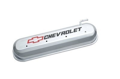 Proform  Cast Aluminium Valve Covers With Recessed Chevrolet Logo  Suit LS Series Engines, Polished With Red/Black Emblem