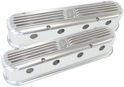 Aeroflow Performance  Billet Aluminium Retro 2-Piece Valve Covers Silver Finish, Suit LS Series With LS2 or LS3 Coil Mount