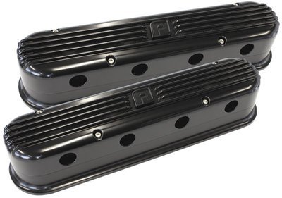 Aeroflow Performance  Billet Aluminium Retro 2-Piece Valve Covers Black Finish, Suit LS Series With LS2 or LS3 Coil Mount