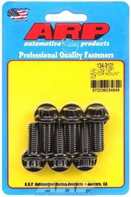 ARP fasteners  Motor Mount Bolt Kit, 12-Point Black Oxide Suit GM LS Series, Mount Bracket To Block (6-Pack)