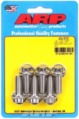 ARP fasteners  Motor Mount Bolt Kit, 12-Point Head S/S Suit GM LS Series, Mounts Bracket To Block (6-Pack)