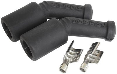 Aeroflow Performance  45° Ignition Coil Boots & Terminals - Black 2 Pack. Suit GM LS Series